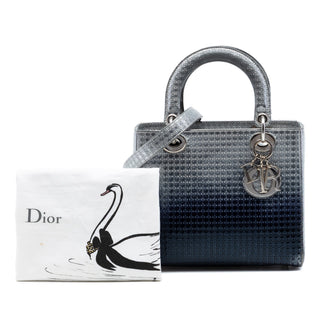 Dior Medium Ombre Metallic Patent Microcannage Lady Dior