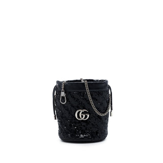 Gucci Small GG Marmont Sequined Diagonal Matelasse Calfskin Bucket Bag