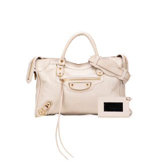 Balenciaga Motocross Classic Metallic Edge City Satchel