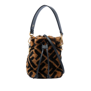 Fendi Mini Zucca Shearling Mon Tresor Bucket Bag