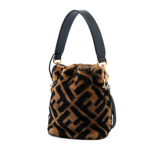 Fendi Mini Zucca Shearling Mon Tresor Bucket Bag
