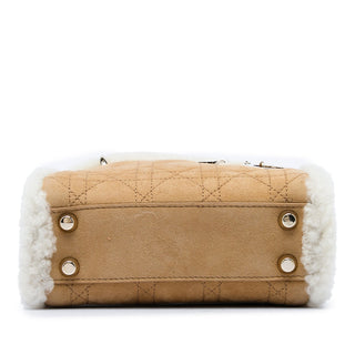 Dior Mini Suede Cannage with Shearling Trim Lady Dior
