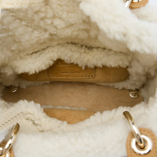 Dior Mini Suede Cannage with Shearling Trim Lady Dior