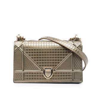 Dior Small Metallic Patent Microcannage Diorama Flap