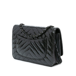 Chanel C Chevron Quilted Crumpled Calfskin Wallet On Chain