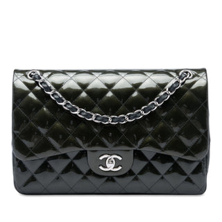 Chanel Jumbo Classic Striated Patent Double Flap