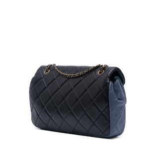 Chanel CC Tricolor Quilted Lambskin Double Flap