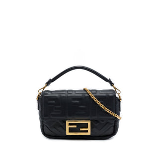 Fendi Mini Zucca Embossed Leather Baguette Satchel