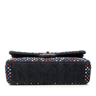 Chanel Medium Classic Strass Embellished Denim Double Flap