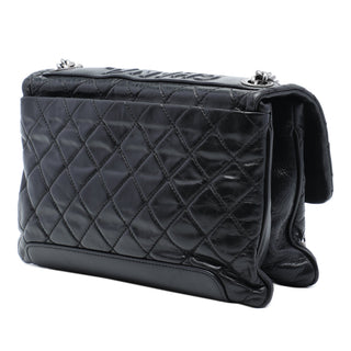 Chanel Quilted Aged Calfskin Logo Accordion Flap