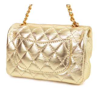 Chanel Mini Classic Metallic Calfskin Charm Double Flap
