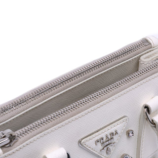 Prada Mini Saffiano Lux Crystal Embellished Galleria Double Zip
