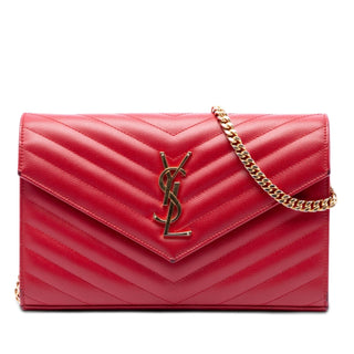 Saint Laurent Grain De Poudre Cassandre Envelope Chain Wallet