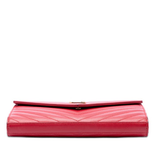 Saint Laurent Grain De Poudre Cassandre Envelope Chain Wallet