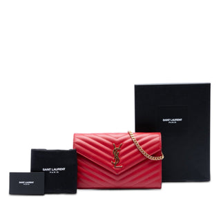 Saint Laurent Grain De Poudre Cassandre Envelope Chain Wallet
