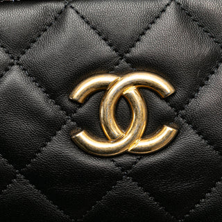 Chanel CC Quilted Lambskin Tweedy Bowler Bag