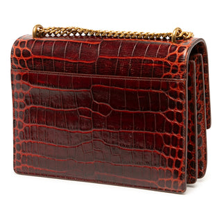 Saint Laurent Medium Croc Embossed Leather Monogram Sunset Crossbody