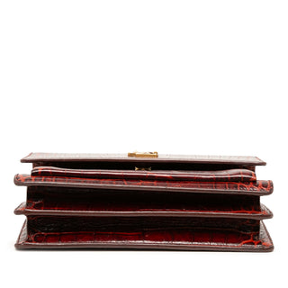 Saint Laurent Medium Croc Embossed Leather Monogram Sunset Crossbody