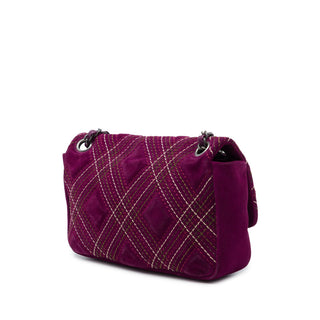 Chanel Paris Edinburgh Medium Stitched Suede Saltire Single Flap
