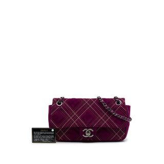 Chanel Paris Edinburgh Medium Stitched Suede Saltire Single Flap