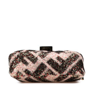 Fendi Zucca Wool Sequined Double Flap Shoulder Bag
