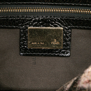 Fendi Zucca Wool Sequined Double Flap Shoulder Bag