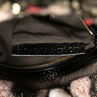 Fendi Zucca Wool Sequined Double Flap Shoulder Bag