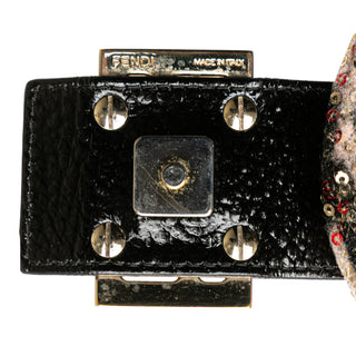 Fendi Zucca Wool Sequined Double Flap Shoulder Bag
