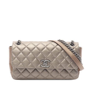 Chanel Small Bicolor Quilted Aged Calfskin Lady Pearly Flap