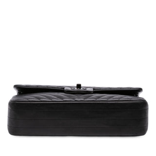 Chanel Medium Classic Chevron Lambskin So Black Double Flap