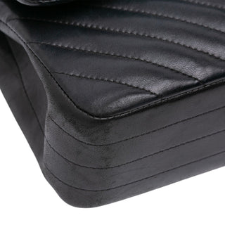 Chanel Medium Classic Chevron Lambskin So Black Double Flap