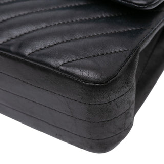 Chanel Medium Classic Chevron Lambskin So Black Double Flap