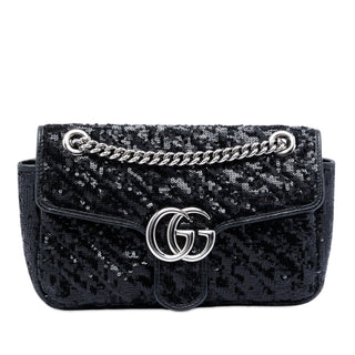 Gucci Medium GG Marmont Matelasse Sequin and Leather Shoulder Bag