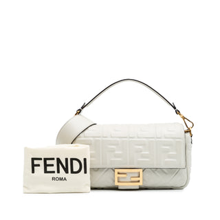 Fendi Zucca Embossed Leather Baguette Satchel