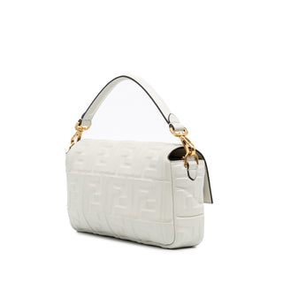 Fendi Zucca Embossed Leather Baguette Satchel