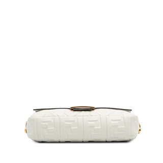Fendi Zucca Embossed Leather Baguette Satchel