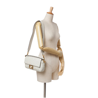 Fendi Zucca Embossed Leather Baguette Satchel