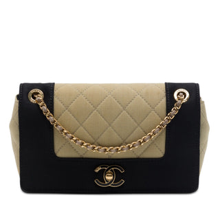 Chanel Small Quilted Bicolor Grosgrain Mademoiselle Single Flap