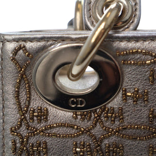 Dior ladyMini Beaded Metallic Lambskin Cannage