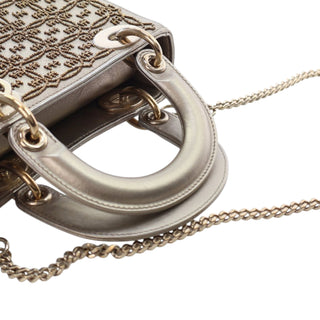 Dior ladyMini Beaded Metallic Lambskin Cannage