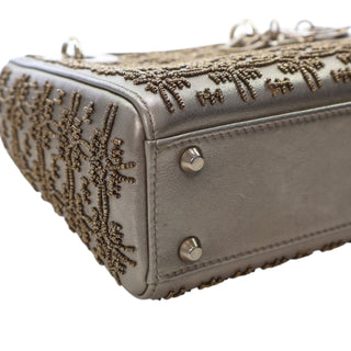 Dior ladyMini Beaded Metallic Lambskin Cannage