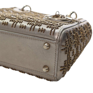 Dior ladyMini Beaded Metallic Lambskin Cannage