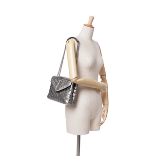 Ysl Small Metallic Calfskin Monogram Loulou Chain Shoulder Bag