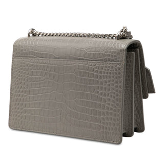 Saint Laurent Medium Croc Embossed Leather Monogram Sunset Crossbody