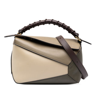 LOEWE Small Tricolor Calfskin Braided Puzzle Edge Satchel