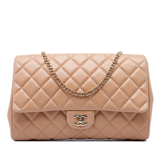 Chanel CC Quilted Lambskin Clutch With Chain