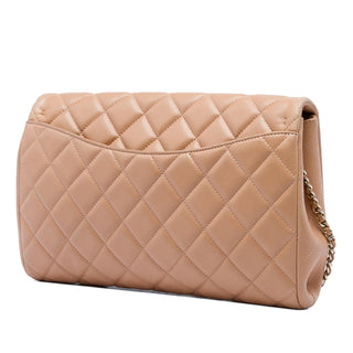 Chanel CC Quilted Lambskin Clutch With Chain