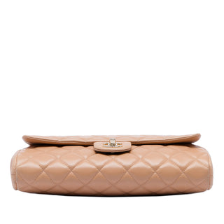 Chanel CC Quilted Lambskin Clutch With Chain