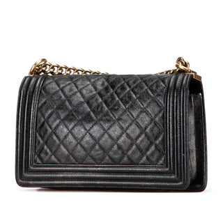 Chanel Old Medium Cracked Metallic Calfskin Boy Flap
