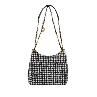 Chanel Medium Quilted Tweed Houndstooth Wavy CC Hobo